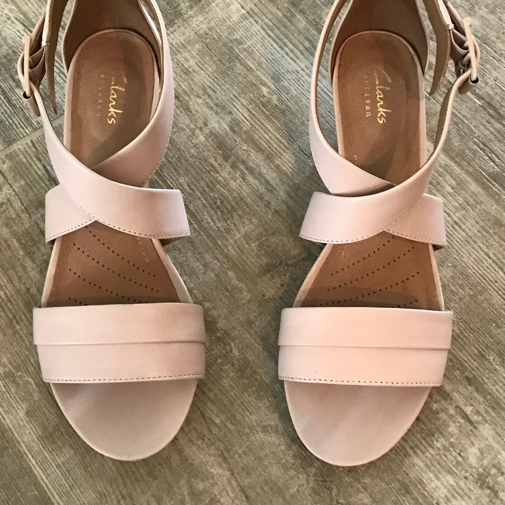 Clark’s pink wedge sandals